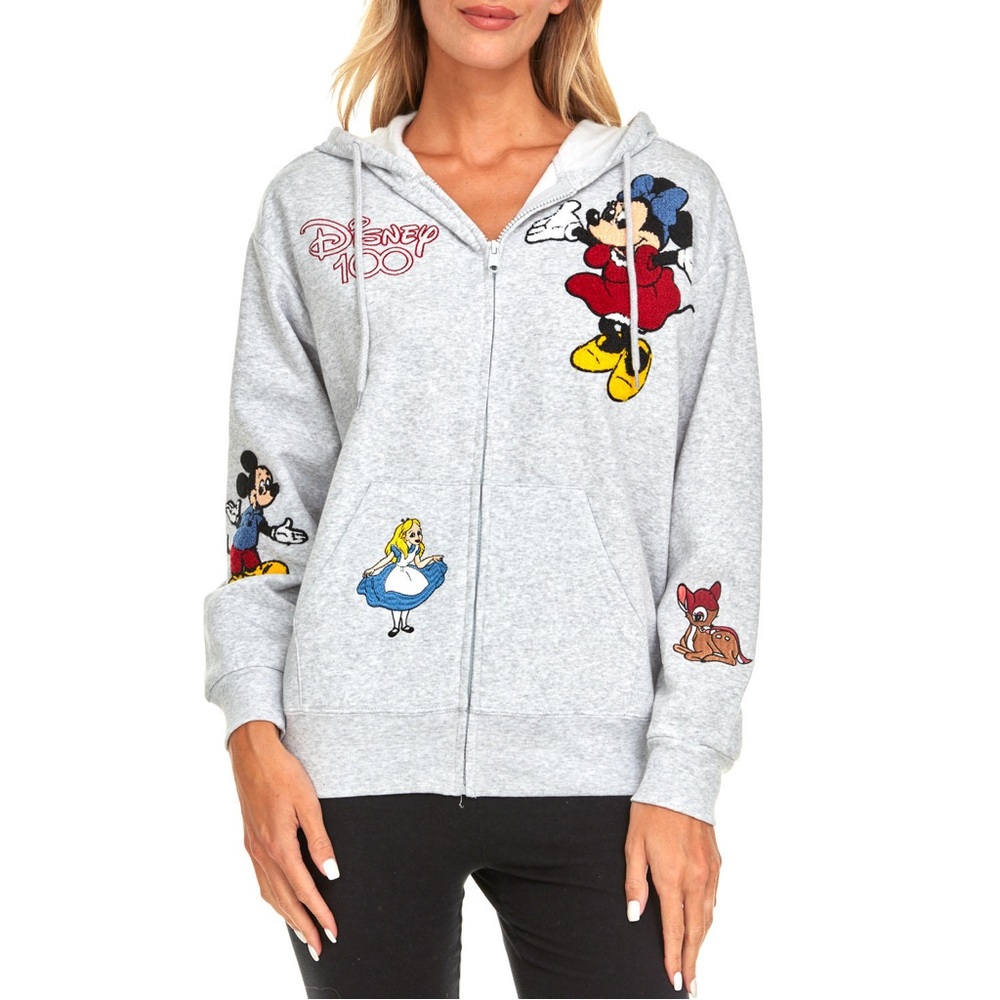 NWT Disney Licensed Ladies Character Full Zip Up Hoodie- Disney 100